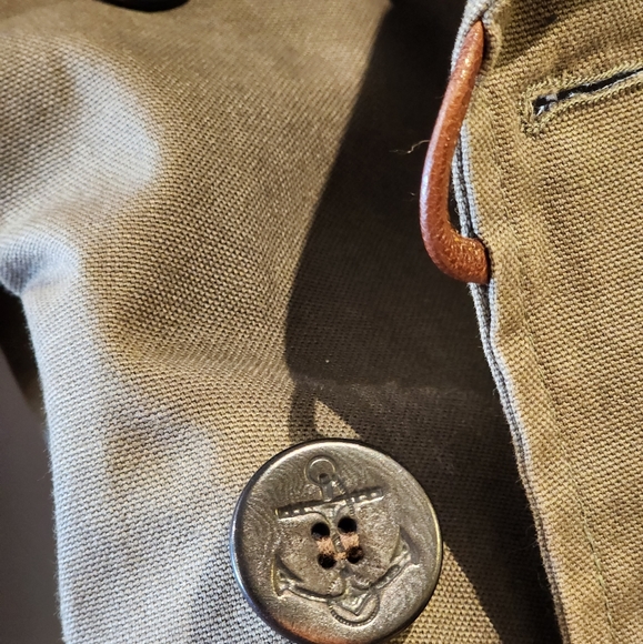 Golden Bear x Unionmade Canvas Military Jacket Shawl Collar Peacoat - Picture 4 of 7